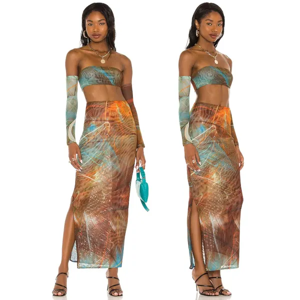 Leila SKIRT - Farai London X REVOLVE Multi Maxi Tube Festival Rave Boho S Small - Image 3