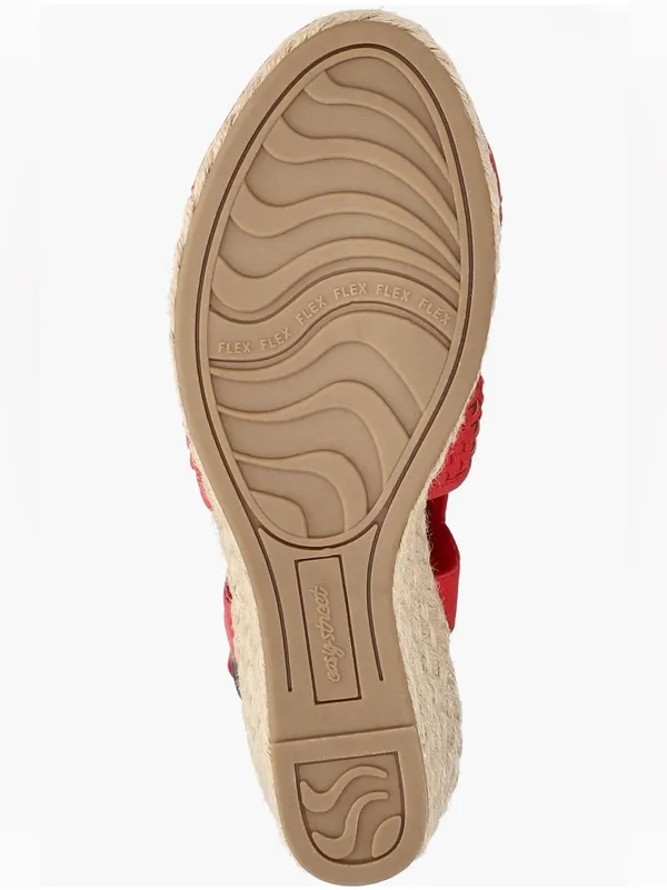 easy street Red Woven Espadrille Slingback Wedge Size 7 - Image 6