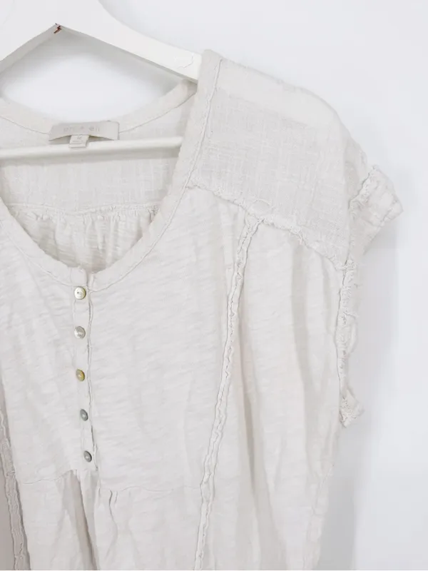 Anthropologie Julie Henley Top White Medium - Image 3