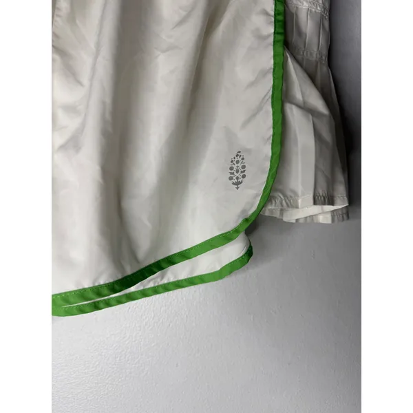 Free People Movement easy tiger Pleated Running Shorts White Green Piping M - Image 3