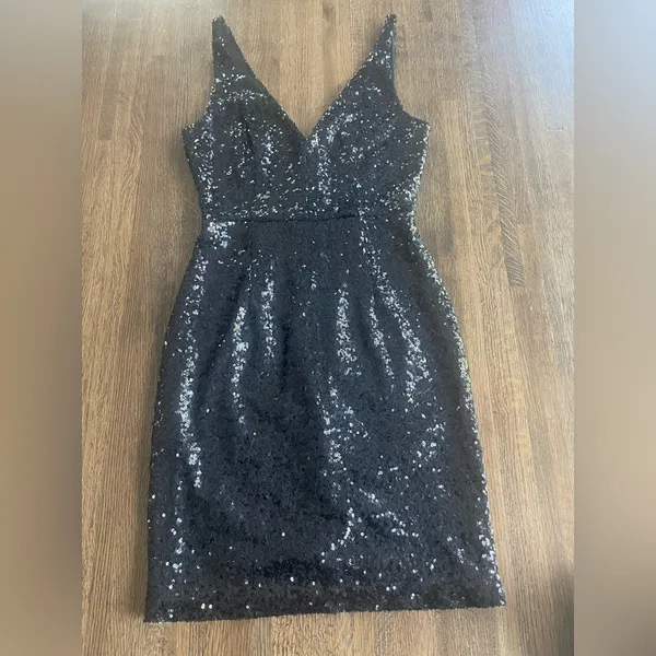 Lulus Black Sequin Sparkle Fancy Party Dress - Size 0 - Image 3