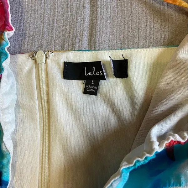 NWOT Lulus Stunning One Multi Abstract Print Drawstring Halter Maxi Dress - Image 9