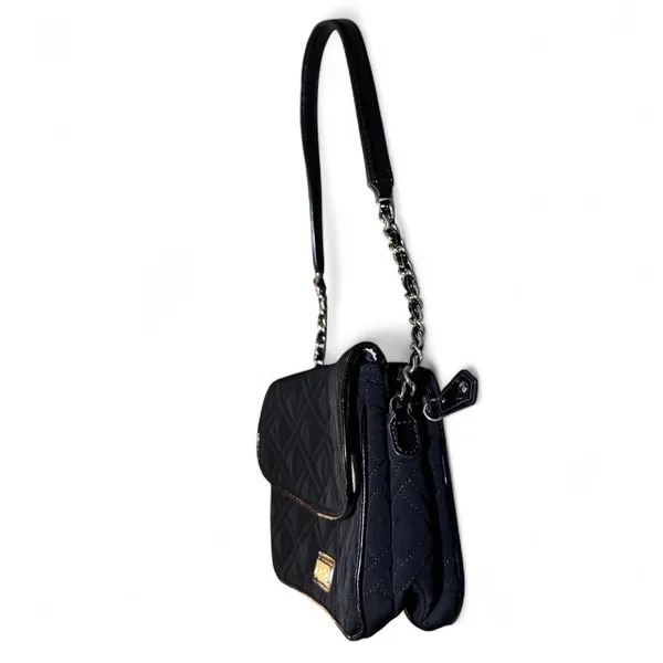 Vera Bradley Black Quilted Microfiber Shoulder Bag Chain Patent Strap - Image 7