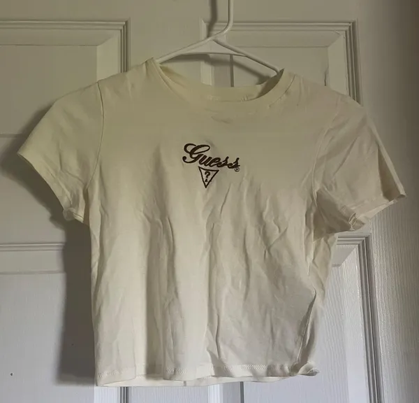 Guess Off White and Brown Baby Tee - Image 2