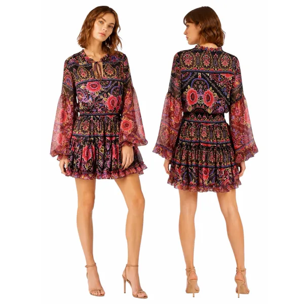 MISA Los Angelos Elisabetta Mini Dress Flora Valentina Print Size S - Image 2