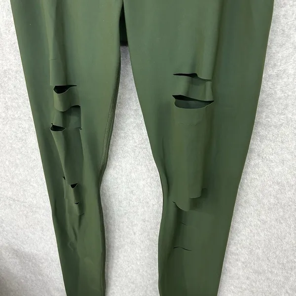 Alo Yoga High-Waist Ripped Warrior Legging in the color Hunter Green Size Large - Image 3