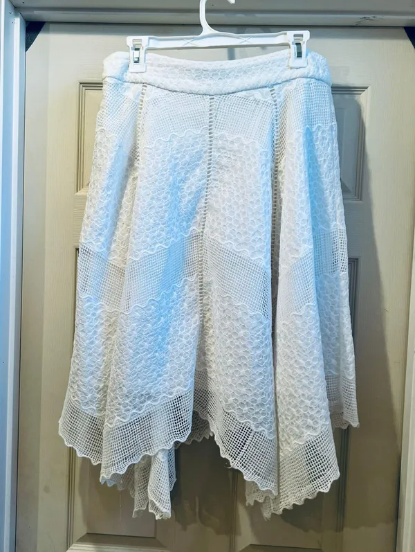 Annabella White Midi Lace Handkerchief Skirt - Image 2
