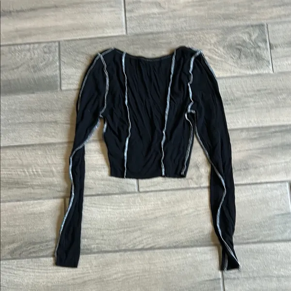Black Long Sleeve Top with White Accents - Image 4