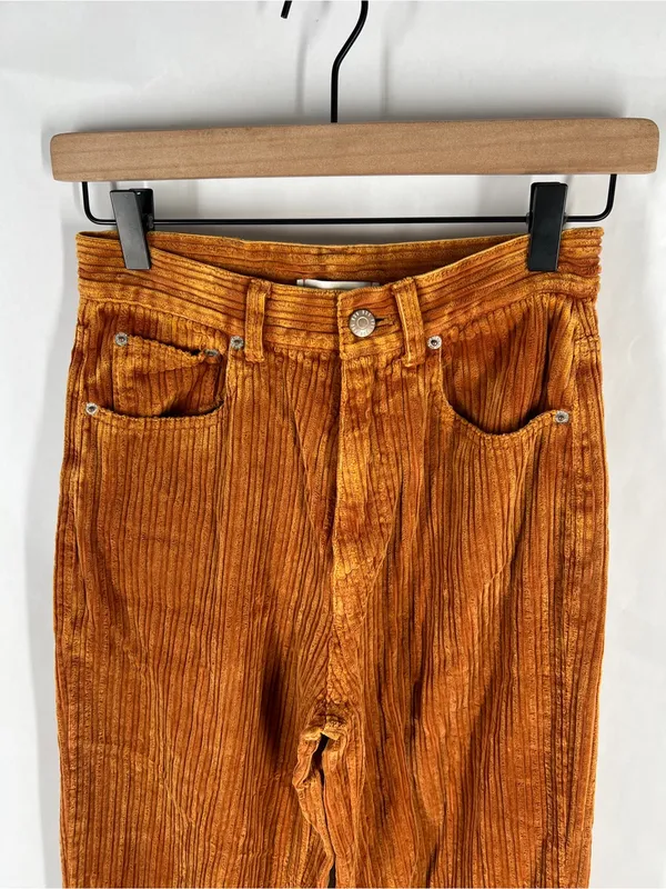 BDG High Rise Baggy Corduroy Pants Orange Size 26 - Image 3