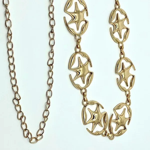 Y2K Celestial Liquid Gold Starburst Chain Belt, Fits 23.5–42.5 Inches, X7GA1218 - Image 8