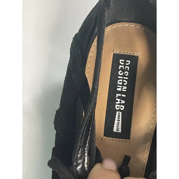 Design Lab‎ By Lord & Taylor Black Suede Upper Heels Lace Shoe Size 9.5 BinC - Image 3