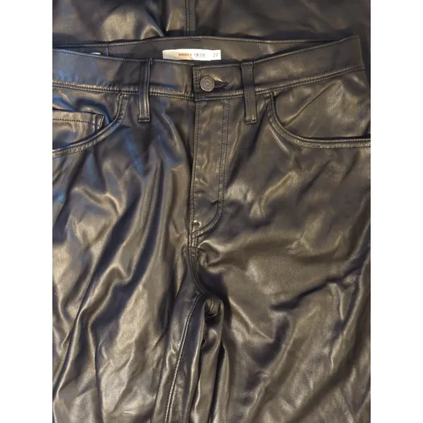 RTR Levi's Black Faux Leather Baggy Straight Pants Size 27 4 Solid black - Image 5