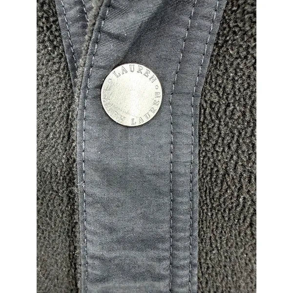Lauren Ralph Lauren Jacket Fleece Snap Front M Black Cargo Pocket Utility - Image 3