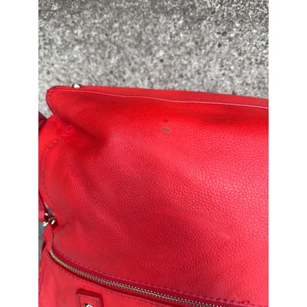 Kate Spade New York Red Pebbled Leather Satchel Crossbody Bag Gold Hardware - Image 4
