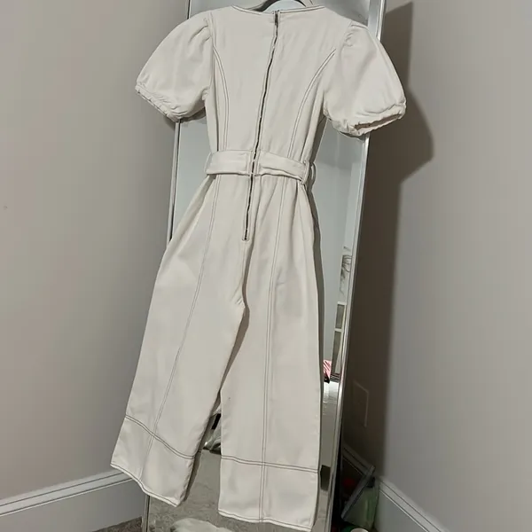 COPY - Vacay Slay White Twill Puff Sleeve Jumpsuit En Saison XS - Image 4
