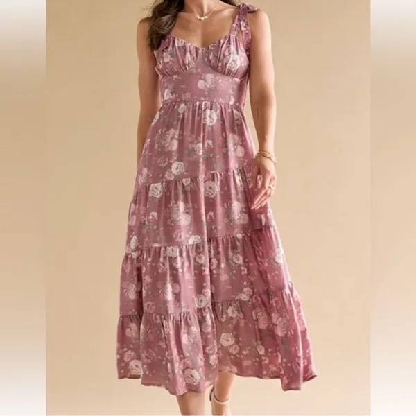 Altar'd State Floral Print Fit & Flare Midi Dress(Size Large) - Image 3