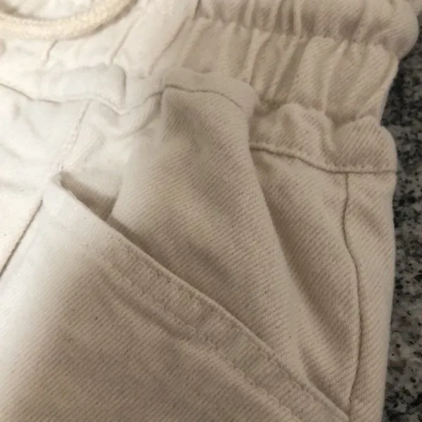 She + Sky Size M Paper Bag Waist Denim Jeans Shorts Ivory Off White Shorts - Image 3