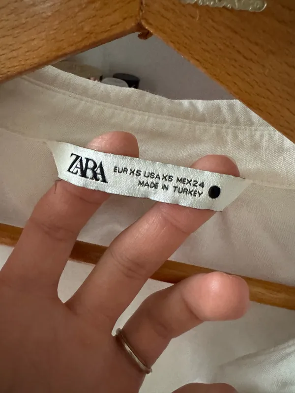 Zara long sleeve white cropped collar shirt - Image 2