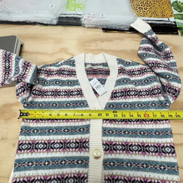 NWT LOFT Fair Isle V-Neck Cardigan Sweater Women's XS Multi Knit Button Front‎ - Image 10