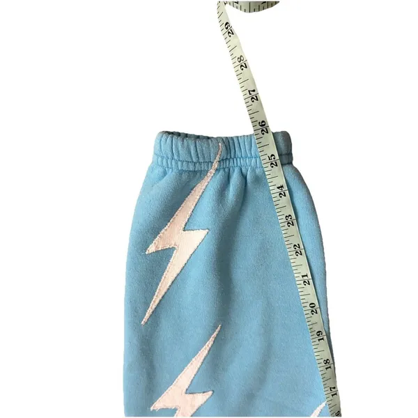 Aviator Nation Bolt Stitch Repeat Sweatpants Womens XS Sky Blue White Joggers - Image 5
