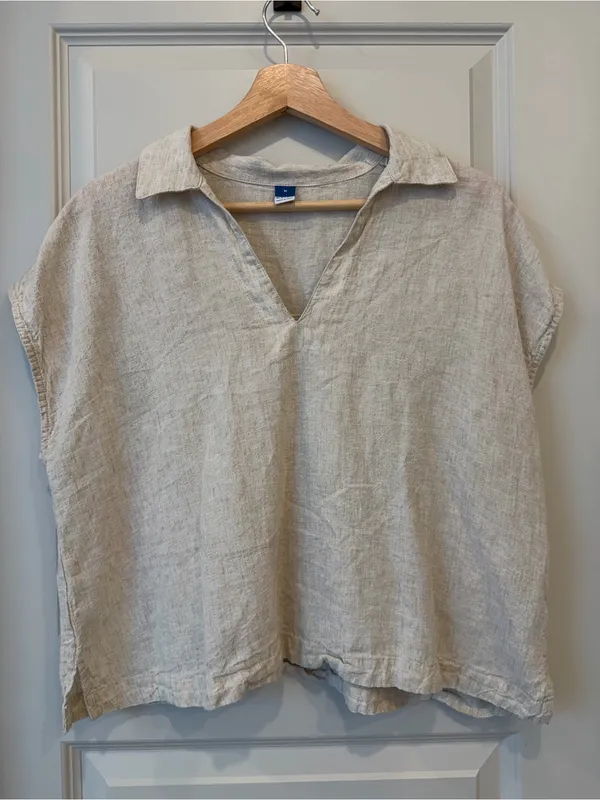 Natural Beige Linen-Blend Wide Leg Frayed Hem Pants - Image 8