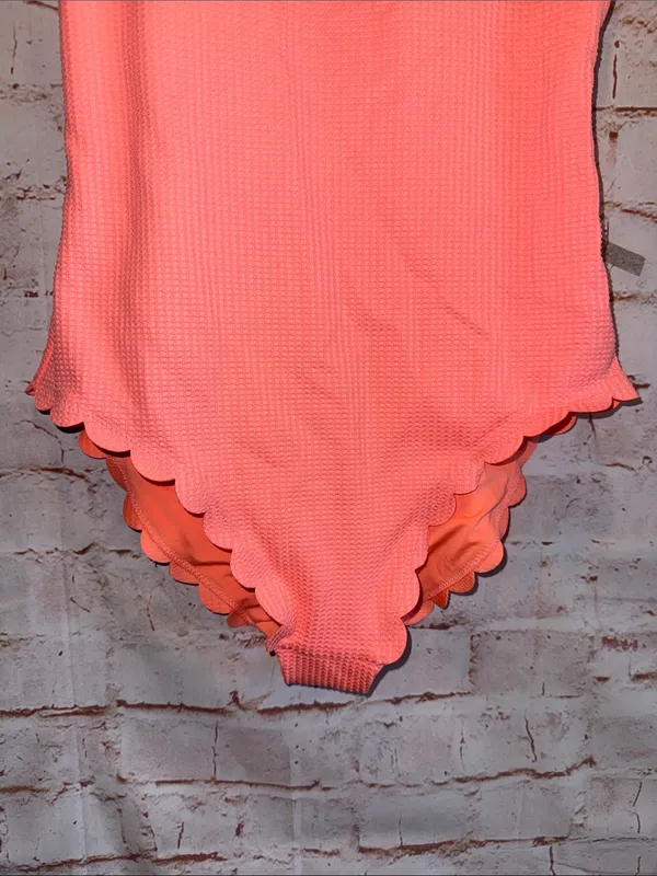 Aerie Women’s Scallop-Trim One-Piece Swimsuit Coral scoop back Med full coverage - Image 2