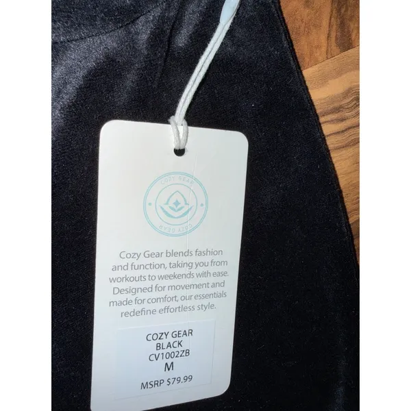 Cozy Gear Velour Quarter Zip Pullover Women Size M Black NEW Mock Neck Casual‎ - Image 3