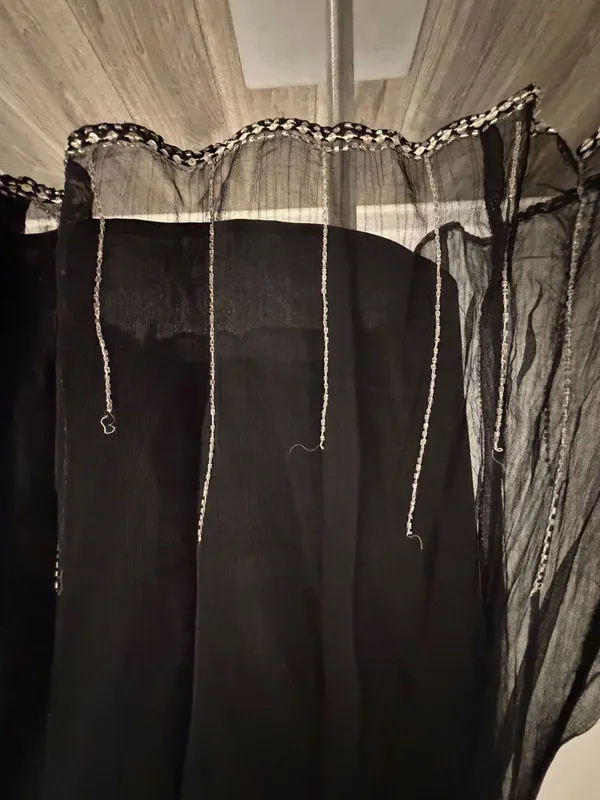 Vintage Black Chiffon Beaded & Sequins Skirt - Image 2