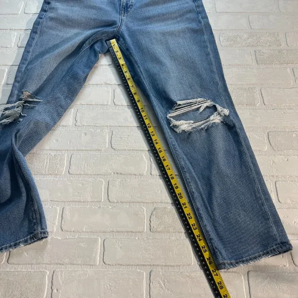 American Eagle Mom Jeans Womens 12 R Distressed‎ Light Blue Denim Casual - Image 4