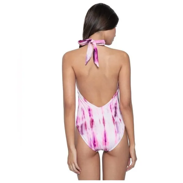 PQ Swim Pilyq Avery Swimsuit Size Small NWT Pink Tie Dye One Piece Swim Ribbed - Image 3