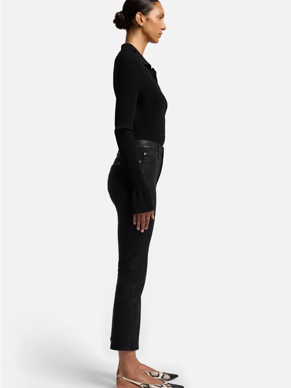 7 For All Mankind High-Waist Slim Kick Coated‎ Jeans Black Sz 32 NWT - Image 3