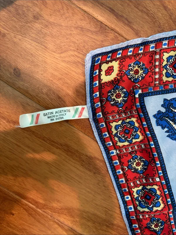 Non Signe Italian Multi-Colored Printed Satin Scarf - Image 3