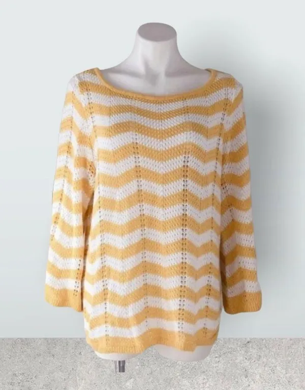 89th & Madison Sweater Perforated Knit Zig Zag Pattern Pullover Size XL - Image 2
