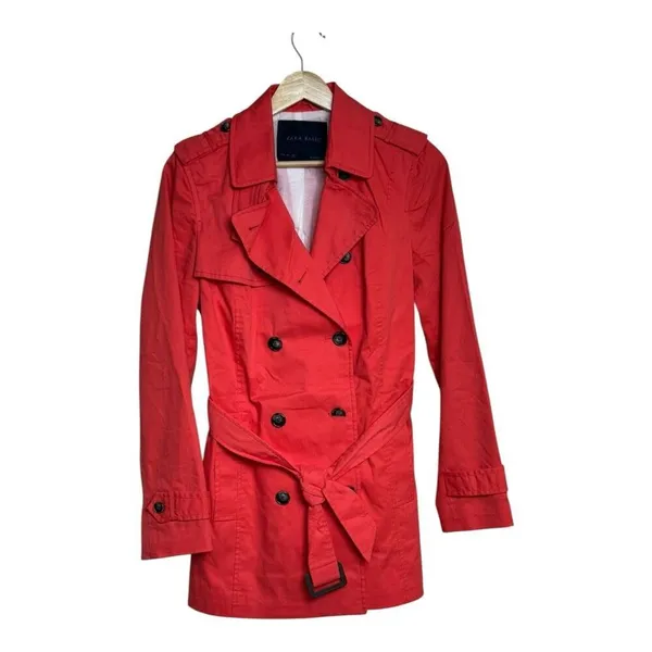 Zara basic coral trench coat with belt #trenchcoat large‎ - Image 2