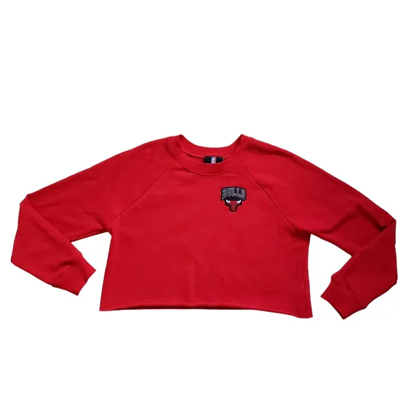 Chicago Bulls NBA Crop Sweatshirt Womens Large Red Crewneck Pullover Long Sleeve - Image 2