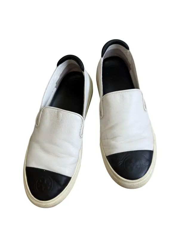 TORY BURCH Black White Leather Colorblock Sneakers Size 6 - Image 7