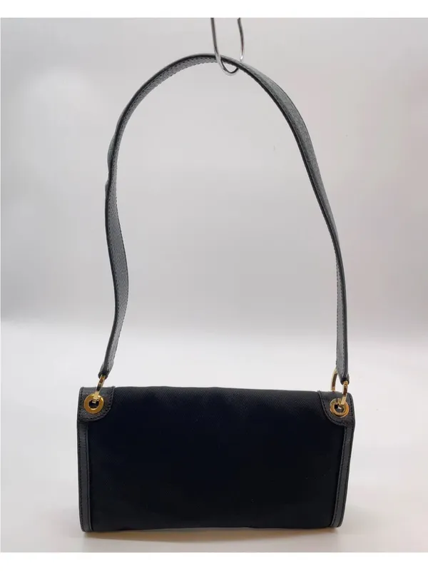 Salvatore Ferragamo Black nylon/leather Shoulder Bag with Gold Hardware - Image 4
