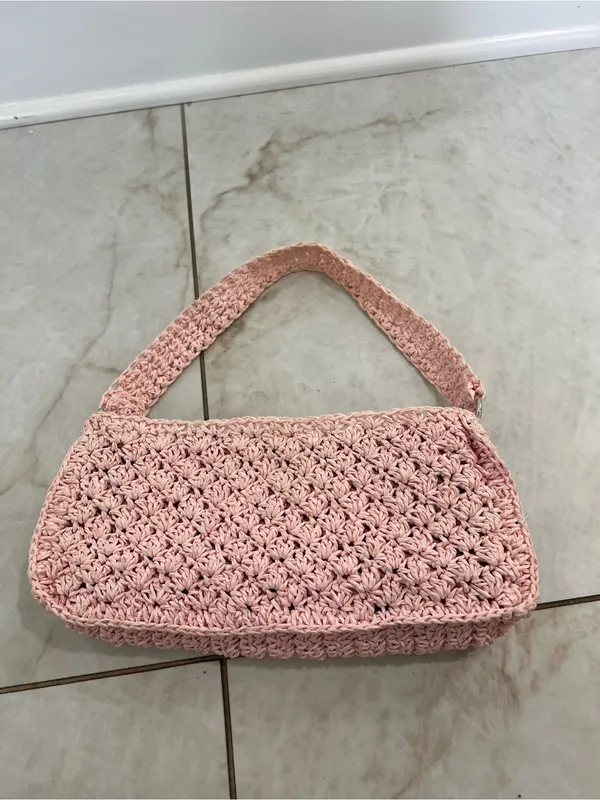 Urban Outfitters Pink Penny Crochet Baguette Bag - Image 5