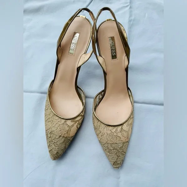 Guess Elegant Gold Lace Women’s Heels - Image 8