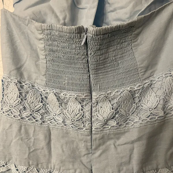 HALTER NECK LACE linen-cotton blend TRIM DRESS Size Medium - Image 5