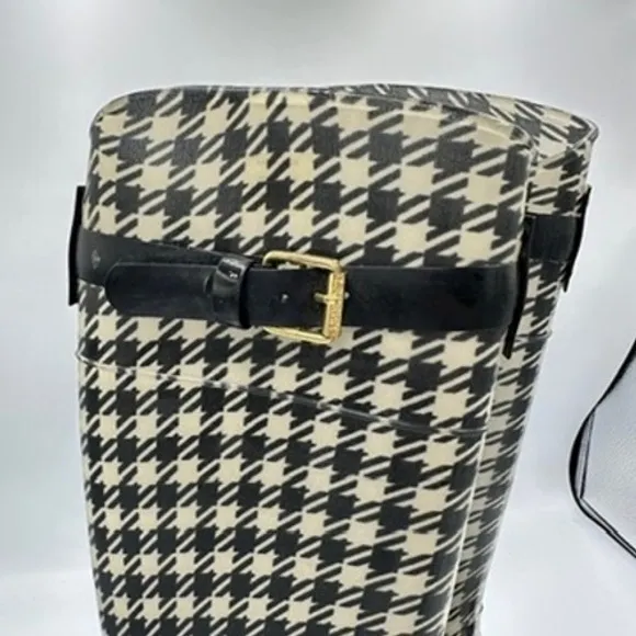 Lauren Ralph Lauren Houndstooth Tall‎ Rain Boots Women's Size 6 Classic Timeless - Image 4