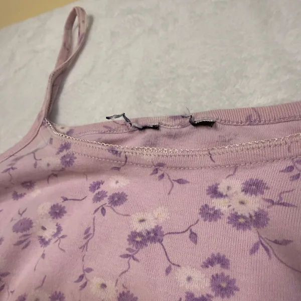 VTG‎ Unbranded M Lavender Pink Floral Cami Midi Dress Lettuce Trim Y2K Coquette - Image 5