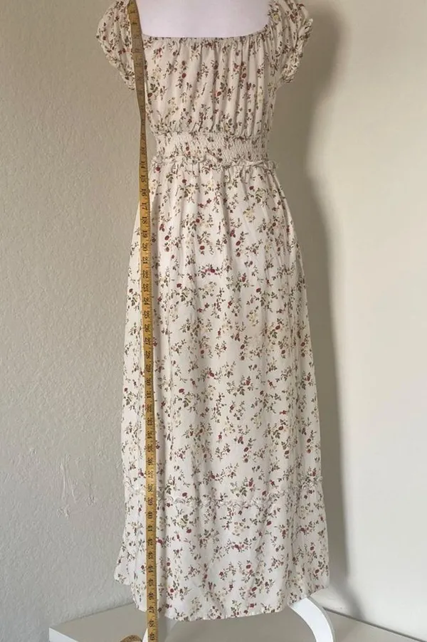 Floral Cream Maxi Dress - Image 4