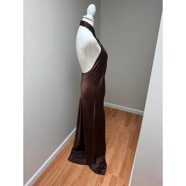 Show Me Your MuMu Jasmine Halter Maxi Dress Chocolate Brown size Small - Image 8