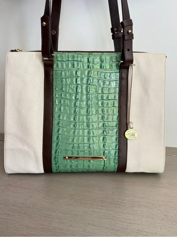 Brahmin Spring ‘21 Med Asher Tote Meadow Melbourne Glazed Croc Embossed Leather - Image 2