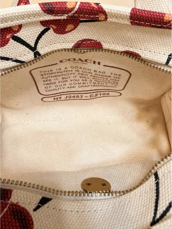 Coach Small Tote Bag Cherry Print Canvas Handbag - Image 5