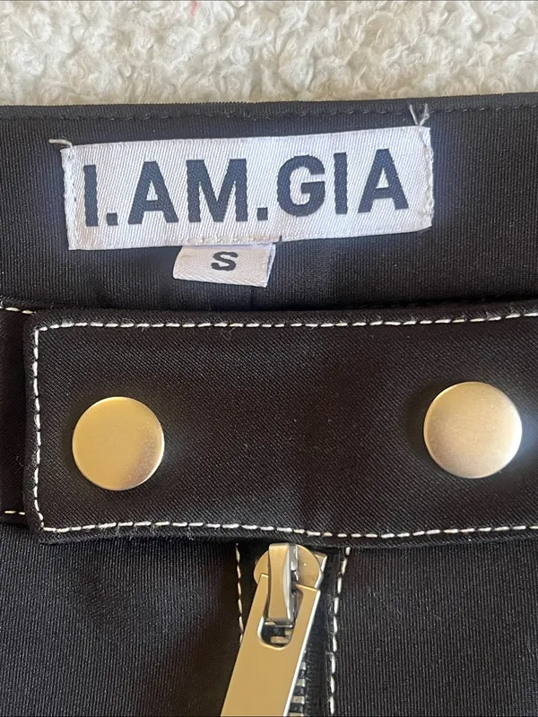 I.AM.GIA‎ Slater High Waist Zip Front Flare Pants Black Size S - Image 3