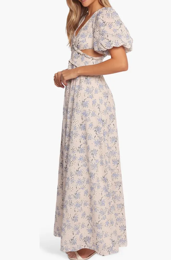 Petal and Pup Jemima Flora Eylet Cutout Maxi Dress - Image 3