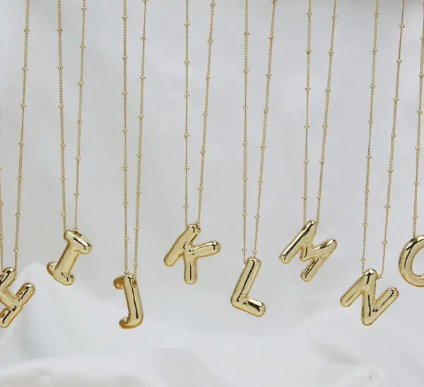 Bubble Balloon Letter G Initial Necklace Gold - Image 3