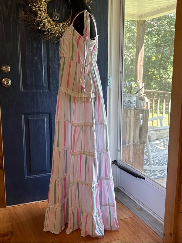 crown & ivy Pastel Striped Sleeveless Tiered Maxi Dress size XL NWT - Image 3